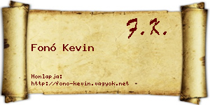 Fonó Kevin névjegykártya